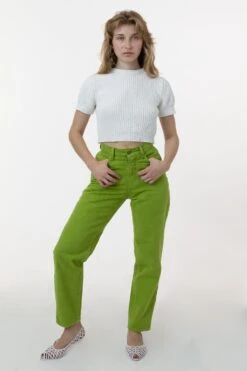 RBDW01GD - Garment Dye Women's Relaxed Fit Bull Denim Jean -Tops Zone lemongrass1