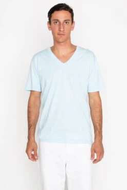 24056 Mix - Fine Jersey V-Neck T-Shirt -Tops Zone lightblue