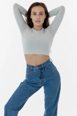 83079GD - Garment Dye Long Sleeve Crop Top 27 83079GD - Garment Dye Long Sleeve Crop Top -Tops Zone lightgrey1 F