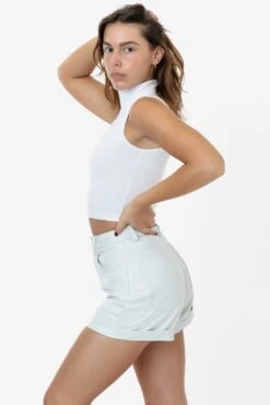 RLH3015 - Leather Cuffed Short -Tops Zone lou white 2S