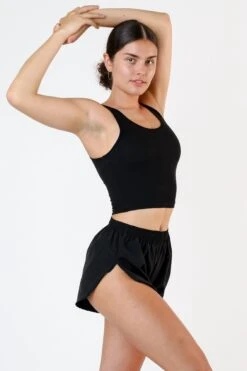 3380GD - Cotton Spandex 2x1 Rib Crop Tank -Tops Zone margot blk 1