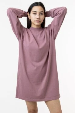 1837GD - Long Sleeve Garment Dye Mockneck Dress 22 1837GD - Long Sleeve Garment Dye Mockneck Dress -Tops Zone nadine mauve