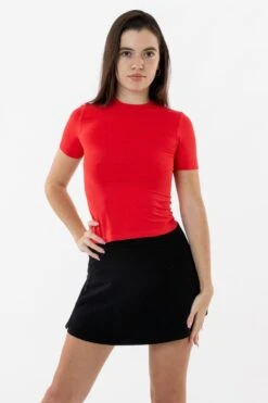 RN378 - Nylon Short Sleeve Crewneck Fitted Tee -Tops Zone nt2