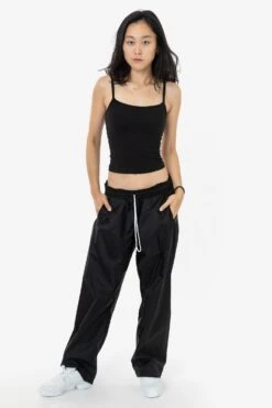 RNF445 Unisex - Lightweight Nylon Taffeta Wide Leg Pant 24 RNF445 Unisex - Lightweight Nylon Taffeta Wide Leg Pant -Tops Zone nylon pant black jenn ASH 1k floor cleaned