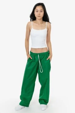 RNF445 Unisex - Lightweight Nylon Taffeta Wide Leg Pant 25 RNF445 Unisex - Lightweight Nylon Taffeta Wide Leg Pant -Tops Zone nylon pant green jenn ASH 1k floor cleaned