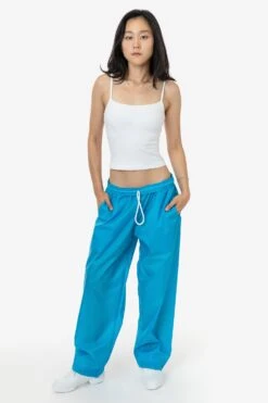 RNF445 Unisex - Lightweight Nylon Taffeta Wide Leg Pant 18 RNF445 Unisex - Lightweight Nylon Taffeta Wide Leg Pant -Tops Zone nylon pant neon blue jenn ASH 1k floor cleaned