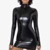 RSV3606 - Stretch Vinyl Mockneck Dress