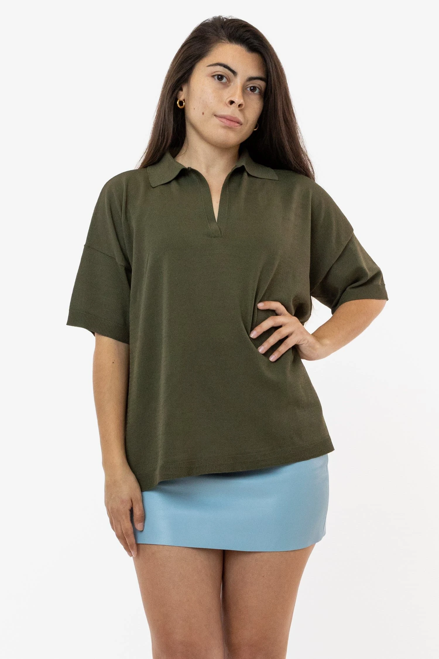 RFK371 - Viscose Nylon Oversized Knit Polo 2 RFK371 - Viscose Nylon Oversized Knit Polo - Image 2