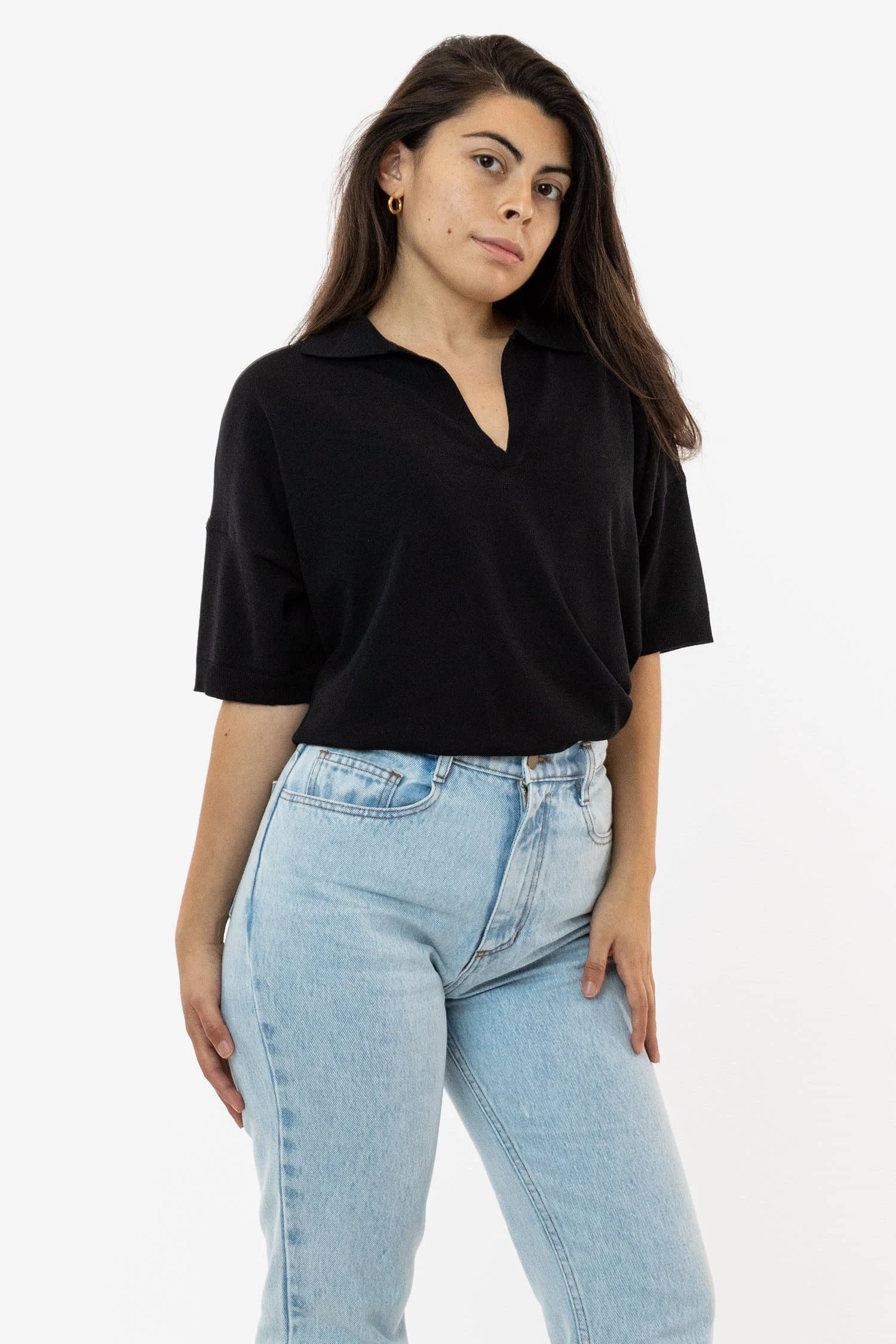 RFK371 - Viscose Nylon Oversized Knit Polo 3 RFK371 - Viscose Nylon Oversized Knit Polo - Image 3