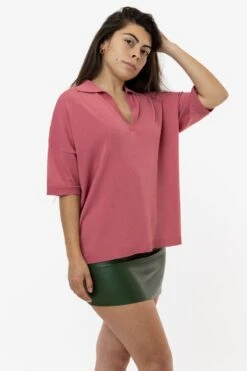 RFK371 - Viscose Nylon Oversized Knit Polo 10 RFK371 - Viscose Nylon Oversized Knit Polo -Tops Zone polo 3