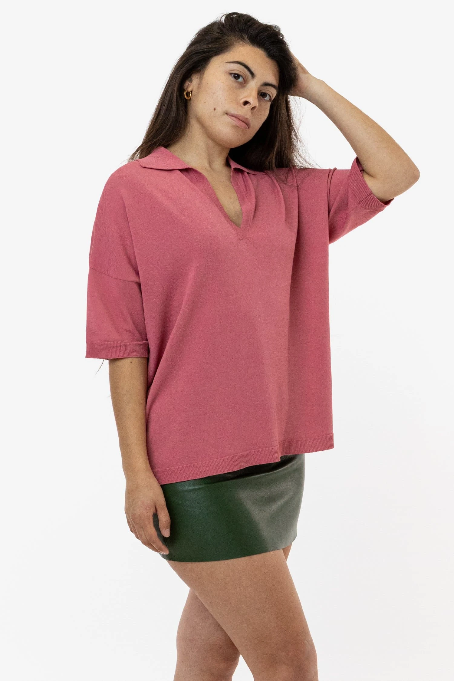 RFK371 - Viscose Nylon Oversized Knit Polo 4 RFK371 - Viscose Nylon Oversized Knit Polo - Image 4