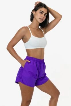 RNF314 - Women's Nylon Track Shorts -Tops Zone purpl1
