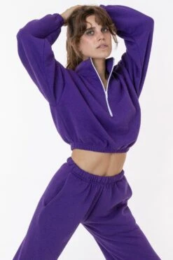 F396 - Flex Fleece Half Zip Cropped Pullover -Tops Zone purple1 f33d9c04 5dea 4ea8 8a1d fa2d63fb62aa