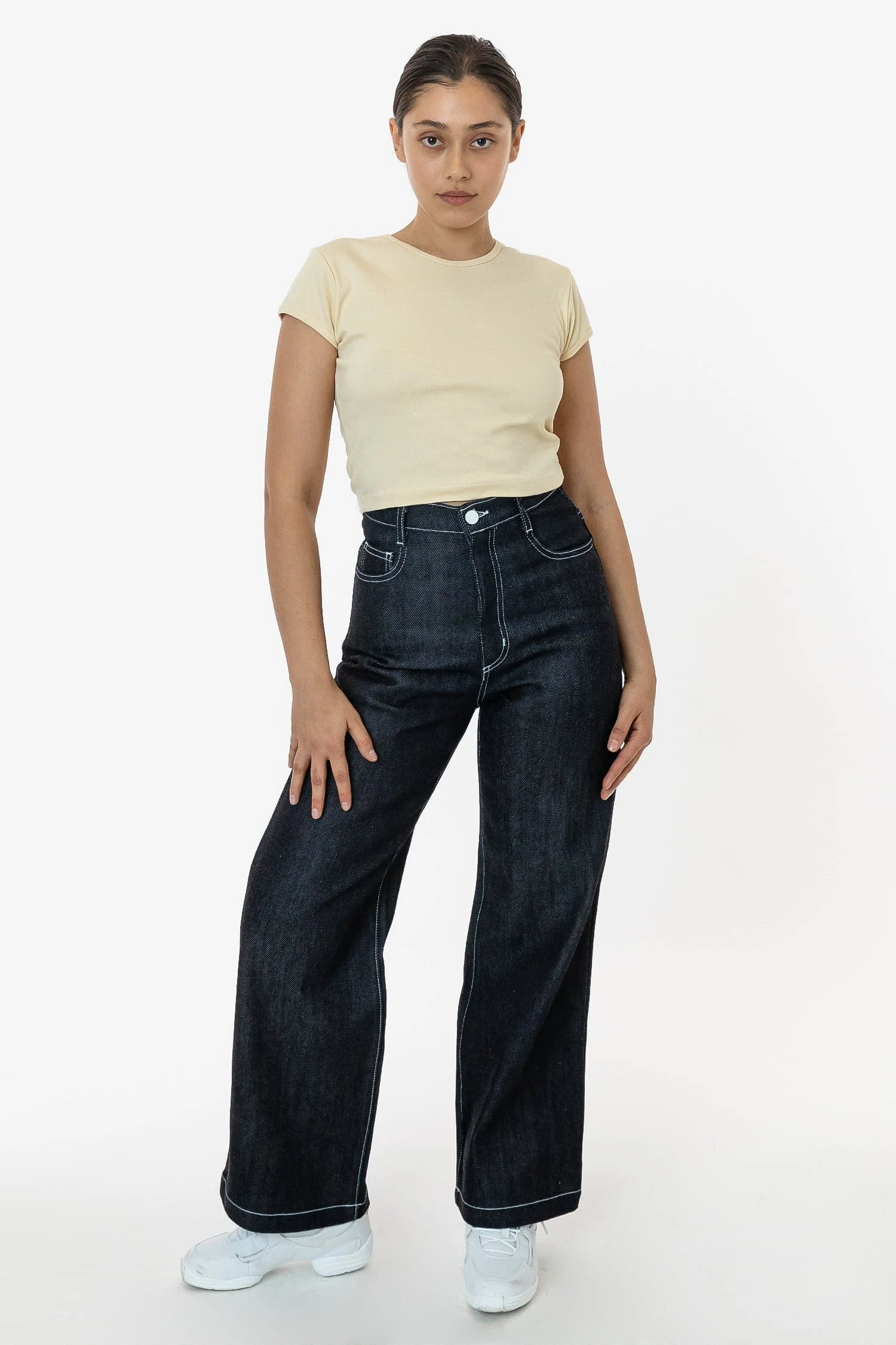 RDNW09 - Raw Dark Indigo High Waisted Wide Leg Denim Jean 1 RDNW09 - Raw Dark Indigo High Waisted Wide Leg Denim Jean