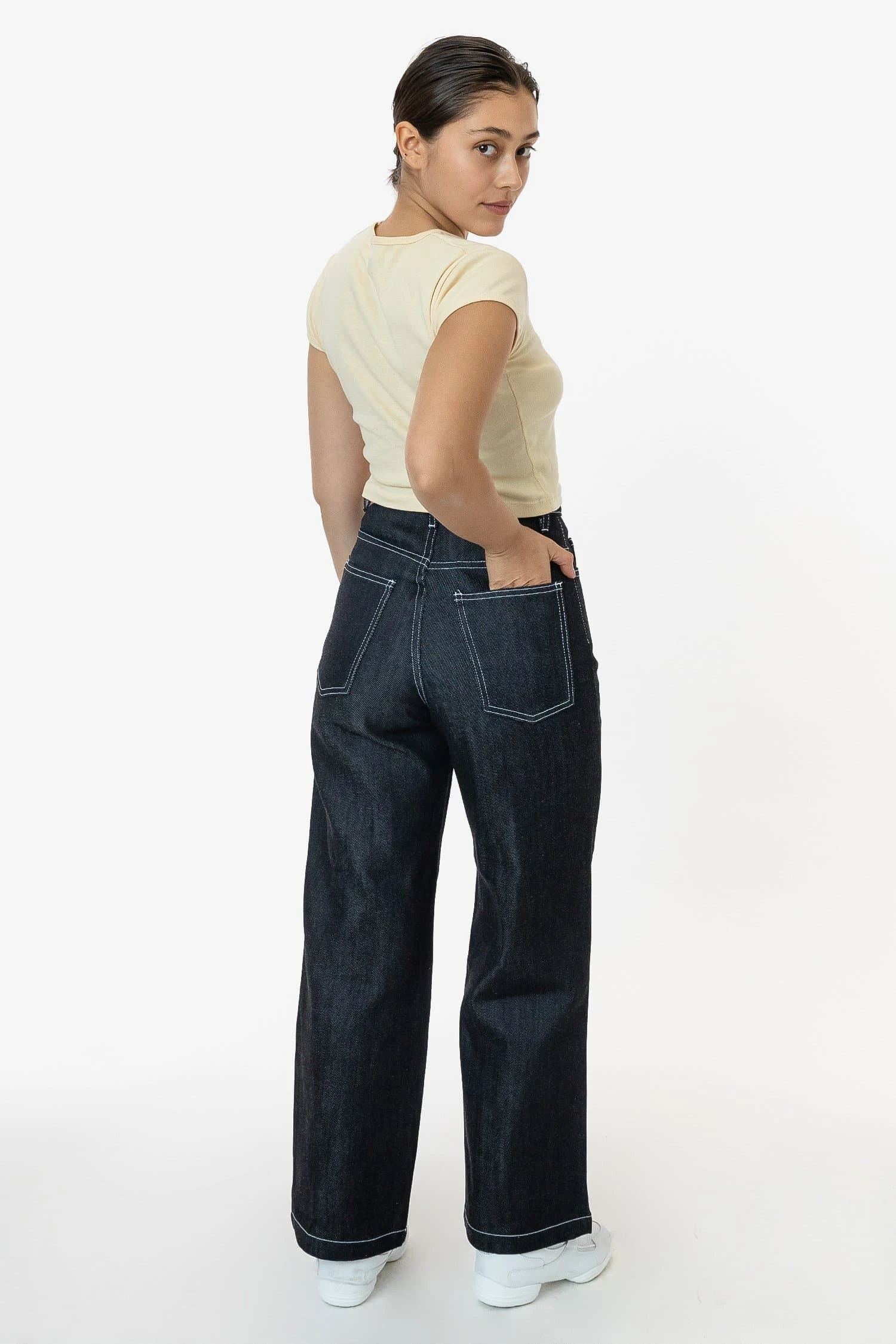 RDNW09 - Raw Dark Indigo High Waisted Wide Leg Denim Jean 2 RDNW09 - Raw Dark Indigo High Waisted Wide Leg Denim Jean - Image 2