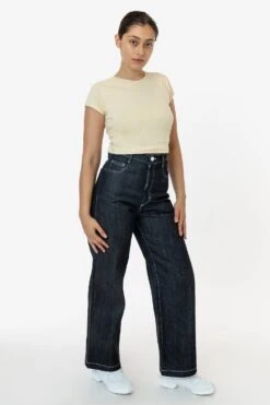 RDNW09 - Raw Dark Indigo High Waisted Wide Leg Denim Jean 5 RDNW09 - Raw Dark Indigo High Waisted Wide Leg Denim Jean -Tops Zone rdnw08 indigo 3S
