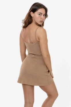 RHR318GD - Heavy Rib Spaghetti Mini Dress -Tops Zone rhr318 khaki s