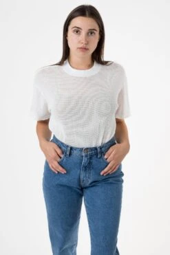 RIN401GD - Cotton Mock Neck Fishnet Garment Dye T-Shirt -Tops Zone rin401 1 5948ee81 1c6f 48cc baad 35ee9ac5241a