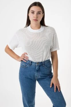 RIN401GD - Cotton Mock Neck Fishnet Garment Dye T-Shirt -Tops Zone rin401 5 1f486840 7982 4bfd 8436 ec1f47db1345