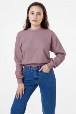 1804GD - Long Sleeve Garment Dye Cropped Mockneck -Tops Zone rurika mauveshift