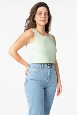 1822GD - Garment Dye Crop Tank -Tops Zone seafoam1