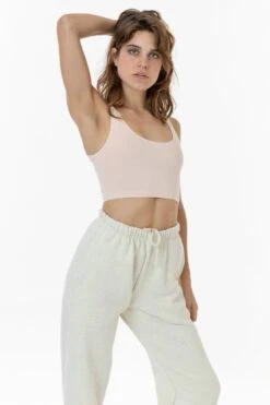 8383GD - Garment Dye Cotton Spandex Crop Tank -Tops Zone seashellpink F