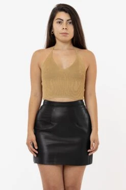 RLH3012 - Leather Mini Pencil Skirt -Tops Zone skirt halter 11