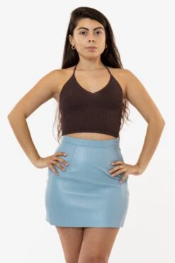 RLH3012 - Leather Mini Pencil Skirt -Tops Zone skirt halter 2