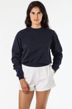 1804GD - Long Sleeve Garment Dye Cropped Mockneck -Tops Zone sofia navy