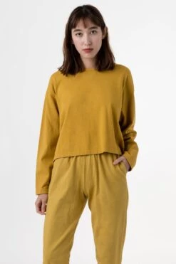 1839GD - Long Sleeve Garment Dye Cropped T-Shirt -Tops Zone sofiatop dijon