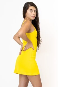 RHR318GD - Heavy Rib Spaghetti Mini Dress -Tops Zone thalia sunshine 1
