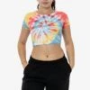 43035TD - Tie Dye Cap Sleeve Baby Rib Crop Top