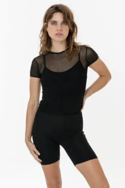 RNS305 - Micro Mesh Slinky Baby Tee -Tops Zone top black 2 F c