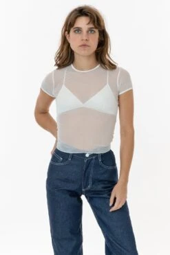 RNS305 - Micro Mesh Slinky Baby Tee -Tops Zone top white 1 F