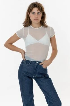 RNS305 - Micro Mesh Slinky Baby Tee -Tops Zone top white 2 F