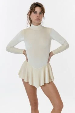 VVT410 - Velvet Long Sleeve Mockneck Skirted Leotard -Tops Zone velvet4 F