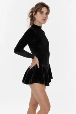 VVT410 - Velvet Long Sleeve Mockneck Skirted Leotard -Tops Zone velvet5 F
