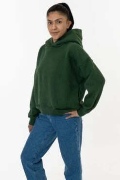 WF369GD - Puffy Heavyweight Fleece Cropped Hoodie -Tops Zone wf369gd ivy