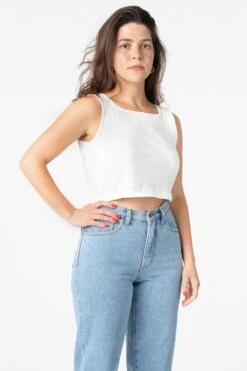 1822GD - Garment Dye Crop Tank -Tops Zone white1 4bc77fb2 8e08 4305 8b67 1ddda37a03d1
