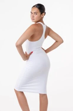 3386GD - Heavy 2x1 Rib Racerback Dress -Tops Zone white crop 2