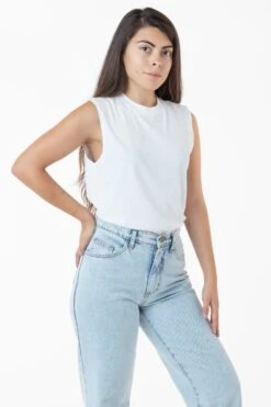 2865GD - Women's Garment Dye Muscle Tank -Tops Zone white thalia