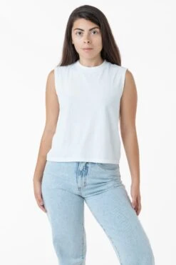 2865GD - Women's Garment Dye Muscle Tank -Tops Zone white thalia2