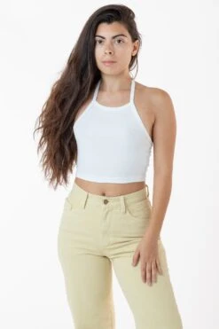 43091 - Baby Rib Halter Top -Tops Zone white thalia6