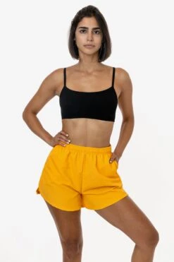 RNF314 - Women's Nylon Track Shorts -Tops Zone yellow1