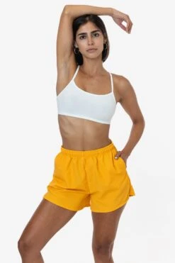 RNF314 - Women's Nylon Track Shorts -Tops Zone yellow2